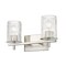 Z-Lite Grayson Vanity, 2-Light, 16 In.W x 5.75 In.L x 8.5 In.H, Brushed Nickel/Clear + Etched Opal 1949-2V-BN - alternate 3